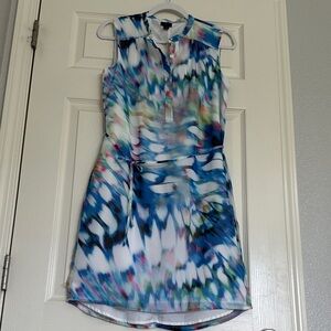 Worthington Blue, White & Pink Abstract Print Sleeveless Dress